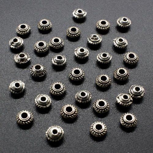 Antique Silver Metal Bead Rondelle 5x2mm 40pcs for jewellery making