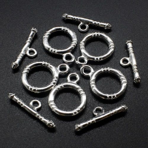 Metal Toggle Ring 12mm Silver Plated 6 sets for jewellery making