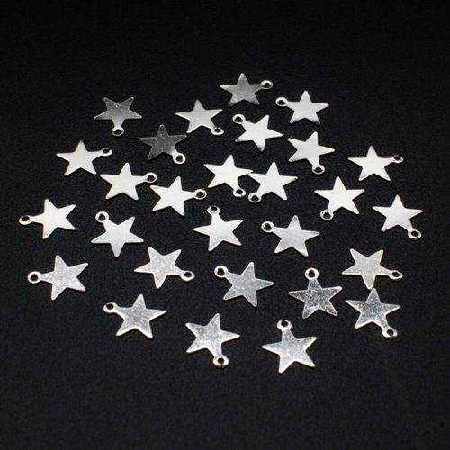 Iron Silver Charm Star 8mm 100pcs for jewellery making