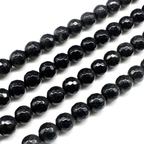 Dyed Jade 8mm Faceted Round Beads 15" string Obsidian Colour for jewellery making