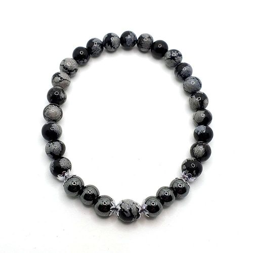 Ciara Gemstone 4 Bracelets snowflake obsidian bracelet making kit — DIY set with beads and instructions for creating handmade jewelry
