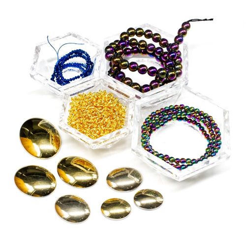 BC 2023 WK 18: Beaded Cabochon Champagne Rainbow 5mm for jewellery making