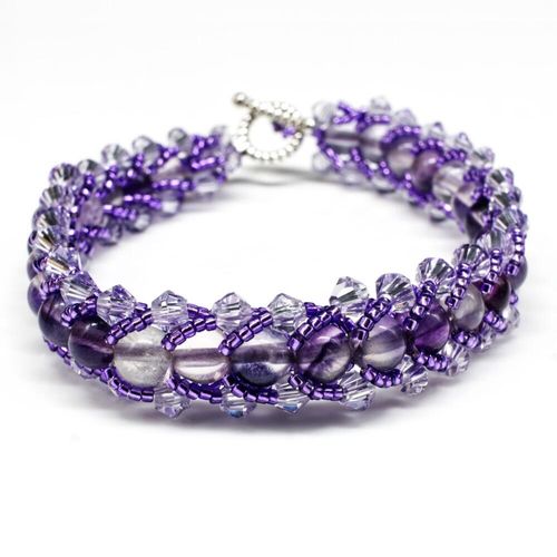 Gemstone Flat Spiral Bracelet Makes 2 purple fluorite bracelet making kit — DIY set with beads and instructions for creating handmade jew…