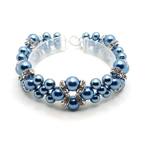 Adeline Bracelet Makes 2 steel blue bracelet making kit — DIY set with beads and instructions for creating handmade jewelry
