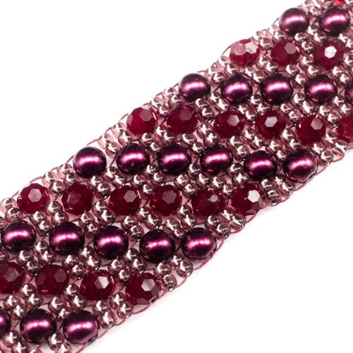 Dahlia Bracelet Makes 3 red plum bracelet making kit — DIY set with beads and instructions for creating handmade jewelry