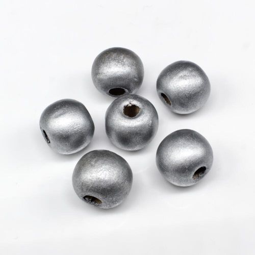 Wooden Bead Round 12mm Silver 20pcs for jewellery making