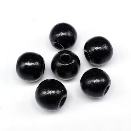Wooden Bead Round 12mm Black 20pcs for jewellery making