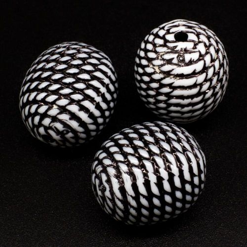 Acrylic Rope Beads Rice 22mm 6pcs White for jewellery making