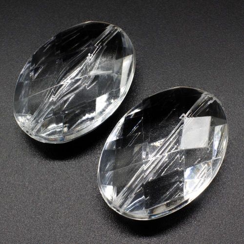 Acrylic Crystal Facet Flat Oval Beads 37mm 3pcs Clear for jewellery making