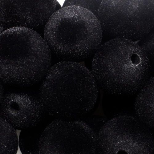 Acrylic Felted Beads Round 17mm 7pcs Black for jewellery making