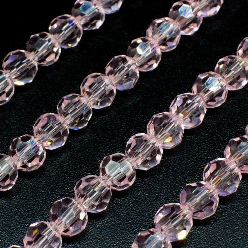 6mm crystal beads pink, pack of 72 — faceted for jewelry making and beadwork