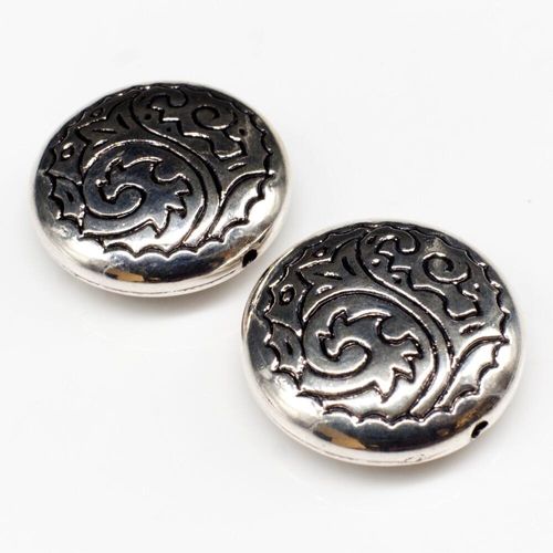Acrylic Silver Disc Bead 25mm 5pcs Pattern for jewellery making
