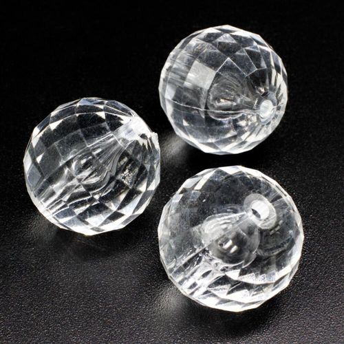 Acrylic Crystal Facet Round Beads 19mm 5pcs Clear for jewellery making