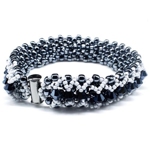 Crystal Lattice Bracelet hematite grey bracelet making kit — DIY set with beads and instructions for creating handmade jewelry