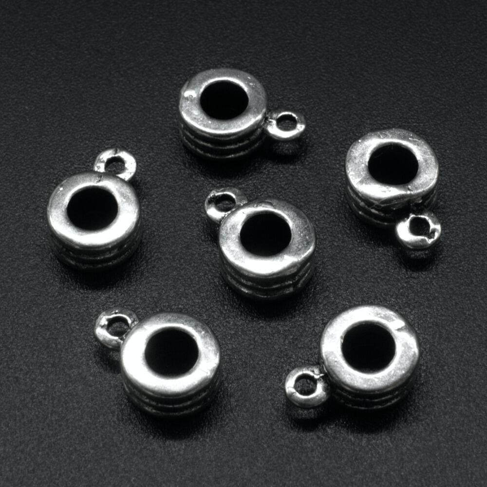 Ant. Silver Charm Bead Hanger Bead 13mm Large Hole 1pc for jewellery making