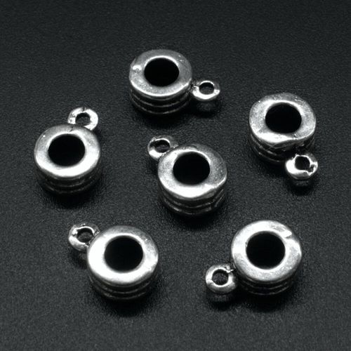 Ant. Silver Charm Bead Hanger Bead 13mm Large Hole 1pc for jewellery making