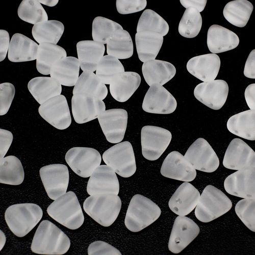 Czech glass Rulla beads bit czech glass beads 30pcs - matte crystal — two-hole beads for jewelry making and bead weaving