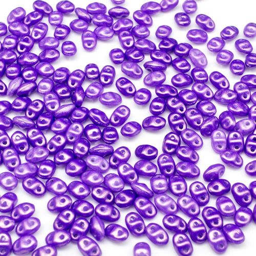 2x4mm 5g Czech glass Rulla beads gold shine purple — two-hole beads for jewelry making and bead weaving