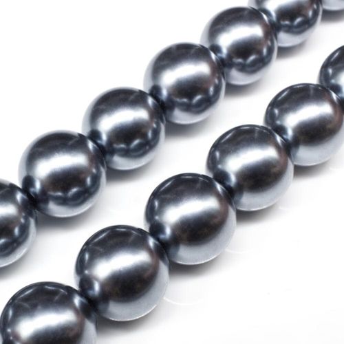 Glass Pearl Round Beads 16mm Hematite for jewellery making