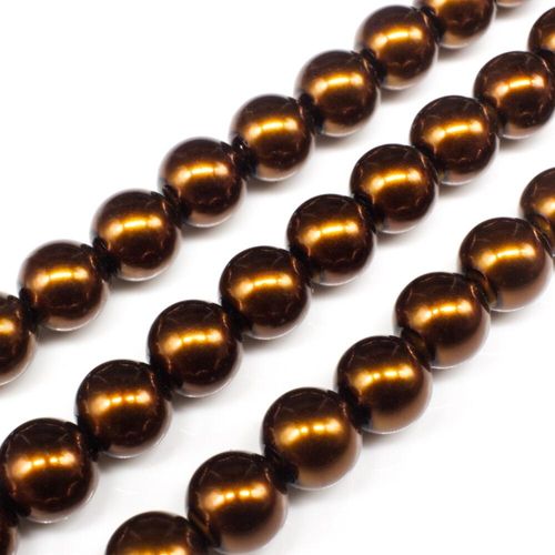 Glass Pearl Round Beads 10mm Bronze for jewellery making