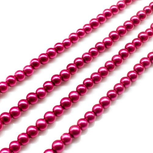 Glass Pearl Round Beads 4mm Light Pink Magenta for jewellery making