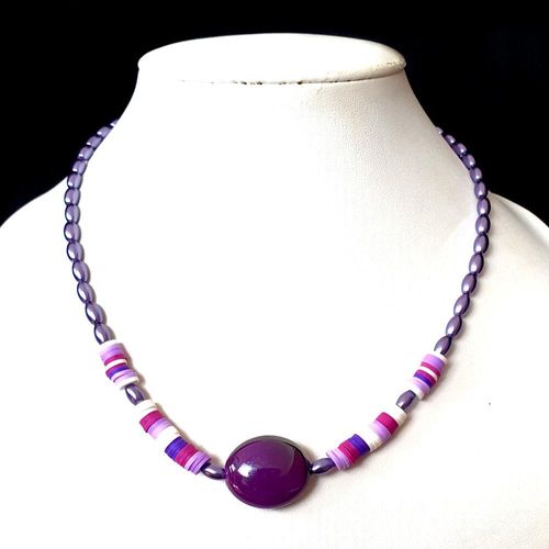 Joy Fimo Heishi Necklaces purple mix necklace making kit — DIY set with beads and instructions for creating handmade jewelry