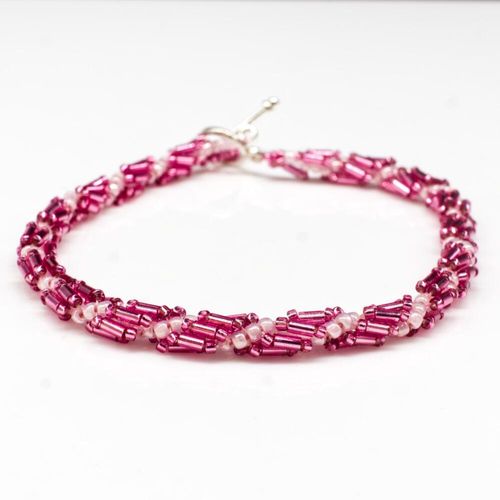 Helix Bugle Bracelets (6) soft pink bracelet making kit — DIY set with beads and instructions for creating handmade jewelry