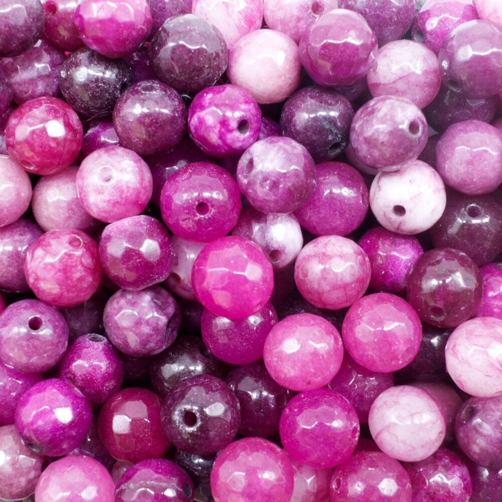 Dyed Jade 8mm Facet Round Beads Mix 45pc Raspberry pack of 8 for jewellery making