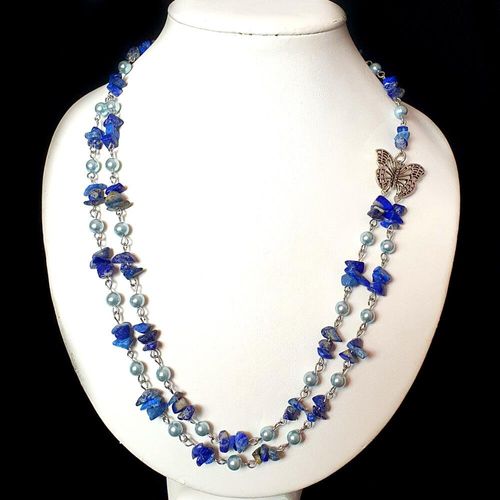 Belaine Butterfly Necklaces lapis necklace making kit — DIY set with beads and instructions for creating handmade jewelry