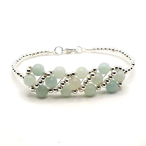 Monica Gemstone Bracelets amazonite bracelet making kit — DIY set with beads and instructions for creating handmade jewelry