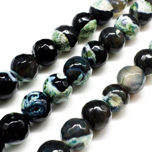 10mm resin druzy bead round black & lime 15" strand — sparkling cabochon-style stone ideal for jewelry making, pendants, and craft designs