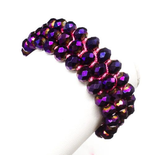 Multi Row Macrame Bracelet purple iris bracelet making kit — DIY set with beads and instructions for creating handmade jewelry