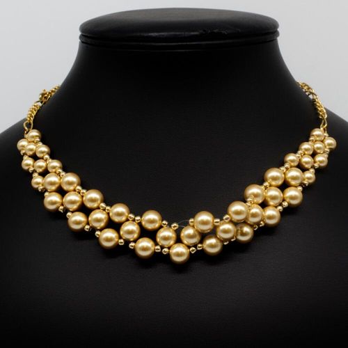 Sara Glass Pearl Necklace gold haze necklace making kit — DIY set with beads and instructions for creating handmade jewelry