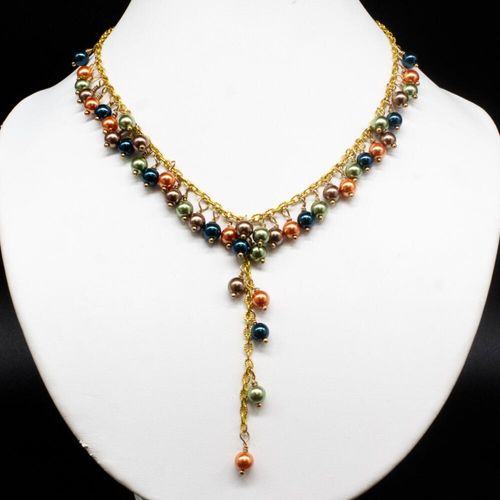 Ellipse Necklace fall spice necklace making kit — DIY set with beads and instructions for creating handmade jewelry