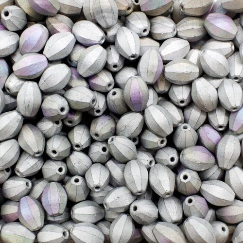 Czech Preciosa Ridge Bead Rice 8x6mm Silver Grey Iris 15pcs for jewellery making