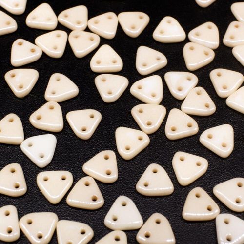 6mm Czech glass glass beads opaque luster champagne — pack of 7, high-quality two-hole beads ideal for jewelry making, bead weaving, and…