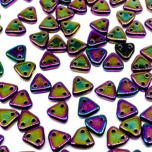 6mm Czech glass glass beads iris purple — pack of 7, high-quality two-hole beads ideal for jewelry making, bead weaving, and crafts