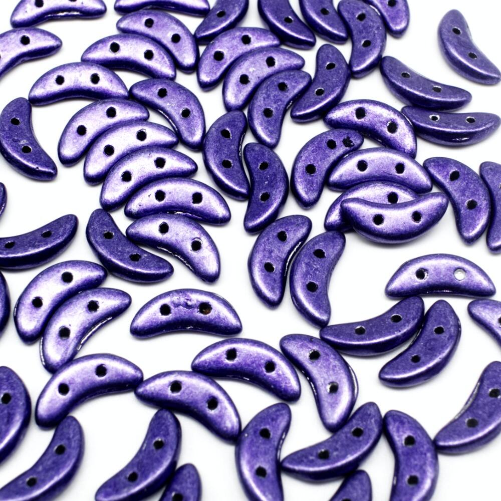 10mm Czech glass glass beads saturated metallic violet — pack of 7, high-quality two-hole beads ideal for jewelry making, bead weaving, a…