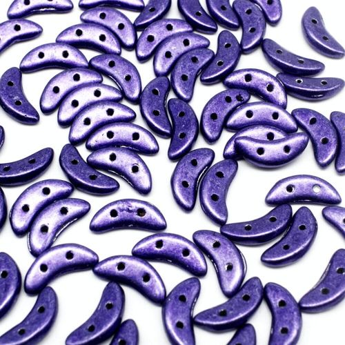 10mm Czech glass glass beads saturated metallic violet — pack of 7, high-quality two-hole beads ideal for jewelry making, bead weaving, a…