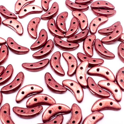 10mm Czech glass glass beads saturated metallic copper pink — pack of 7, high-quality two-hole beads ideal for jewelry making, bead weavi…