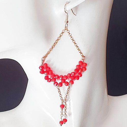 Adaline Chandelier Earrings coral red earring making kit — DIY set with beads and instructions for creating handmade jewelry
