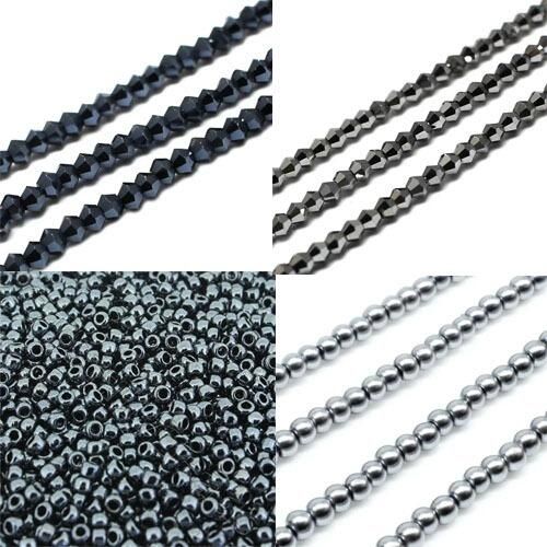 BC 2023 WK 45 Diagonal Square Stitch Bracelets Silver Hematite 3mm for jewellery making