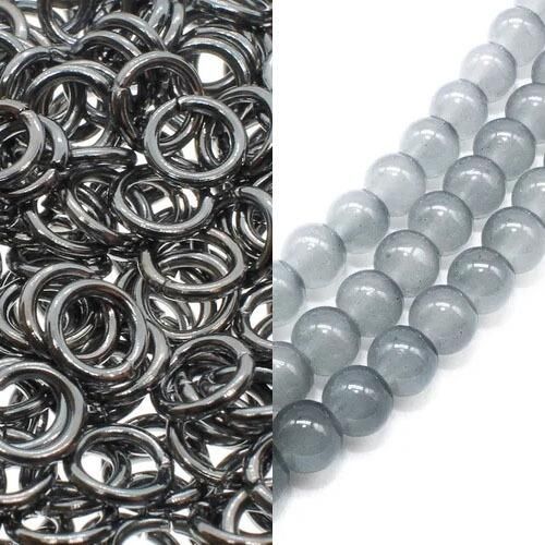 Byzantine Wave Bracelet black & grey bracelet making kit — DIY set with beads and instructions for creating handmade jewelry