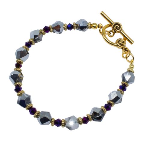 Crystal Nugget Bracelets Makes 3 black shadow with gold bracelet making kit — DIY set with beads and instructions for creating handmade j…