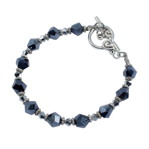 Crystal Nugget Bracelets Makes 3 hematite with silver bracelet making kit — DIY set with beads and instructions for creating handmade jew…