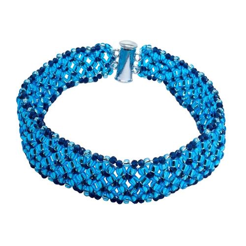 Chenille Crystal Bracelet aqua bracelet making kit — DIY set with beads and instructions for creating handmade jewelry