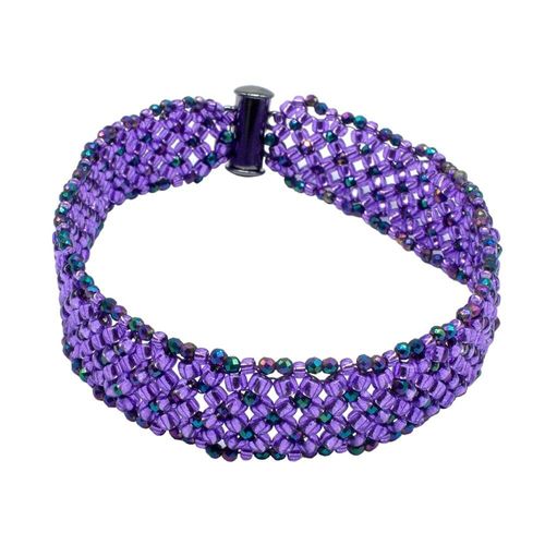 Chenille Crystal Bracelet rainbow purple bracelet making kit — DIY set with beads and instructions for creating handmade jewelry