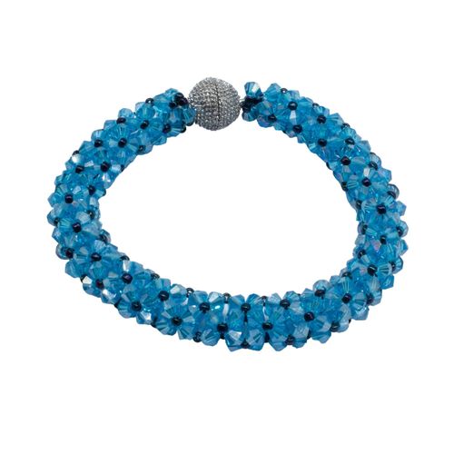 Crystal Bicone Bangle aqua jewelry making kit — DIY set with beads and instructions for creating handmade jewelry