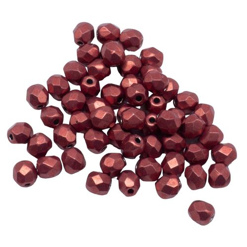 4mm Czech glass fire polished faceted beads suede gold samba red — pack of 100, high-quality faceted beads perfect for jewelry making and…