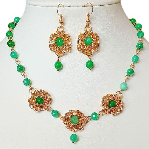 Boudicca Chainmaille Jewellery champagne gold jewelry making kit — DIY set with beads and instructions for creating handmade jewelry